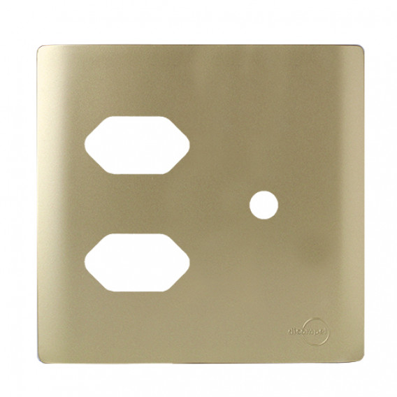 Placa p/ 2 Tomadas + Furo 4x4 - Novara Dourado Placa p/ 2 Tomadas + Furo 4x4 - Novara Dourado